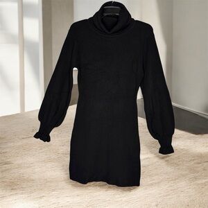 BOGO Long sleeve ribbed textured turtleneck cozy sweater dress